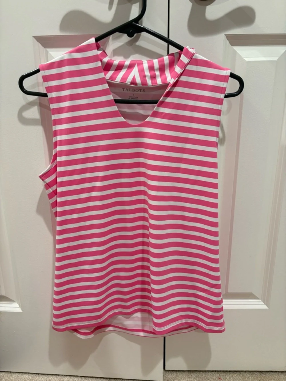 Talbots Pink and White Striped Sleeveless Tank Top - Picture 4 of 4